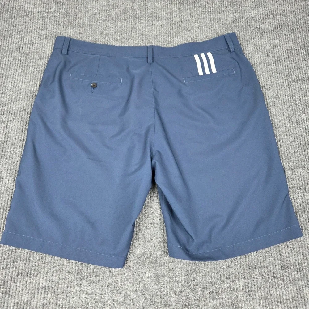 Adidas Mens Climalite‎ Golf Shorts Navy Blue Size 40 Flat Front 3 Stripe Logo